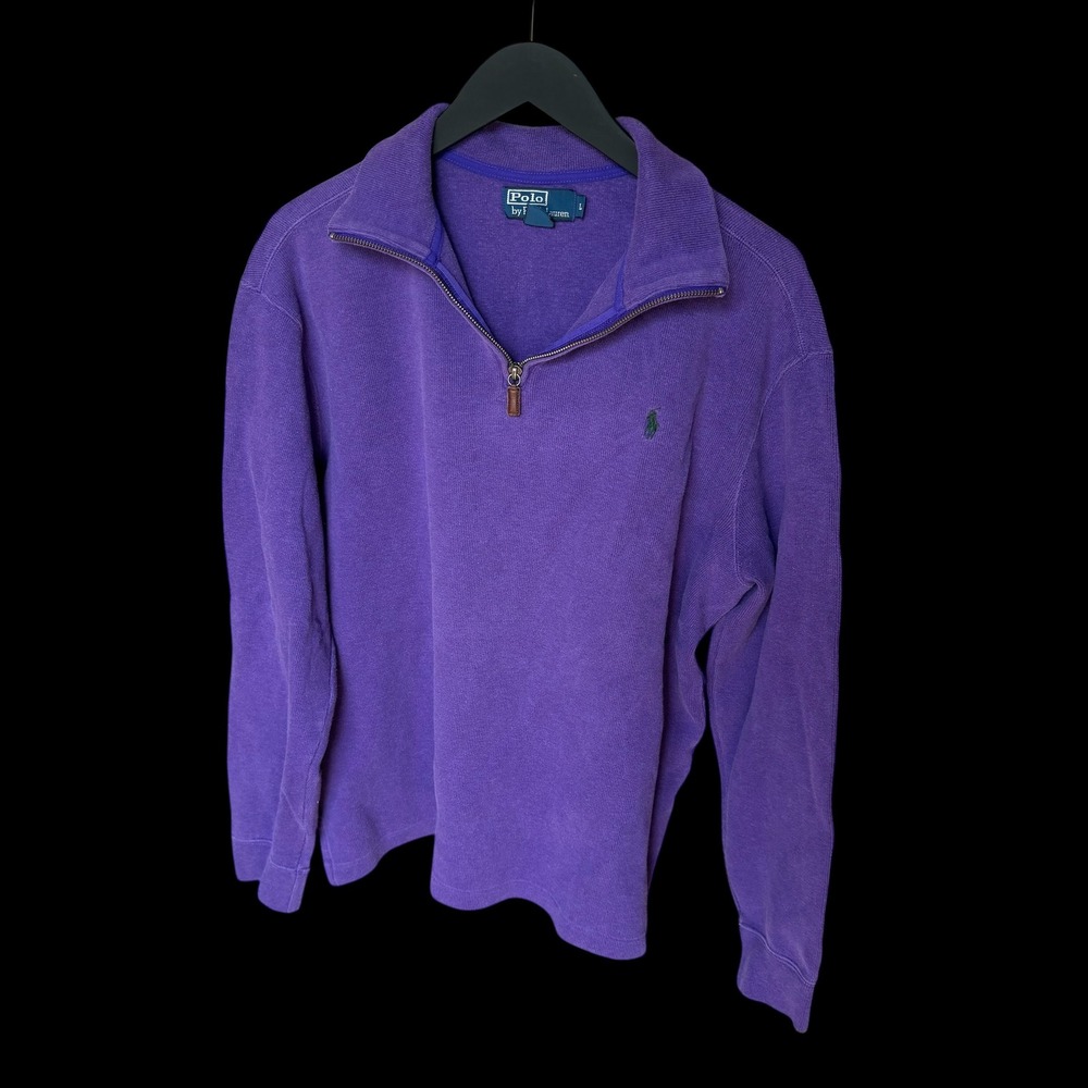 Polo Ralph Lauren Purple 100% Cotton Quarter Zip Pullover Sweater Large